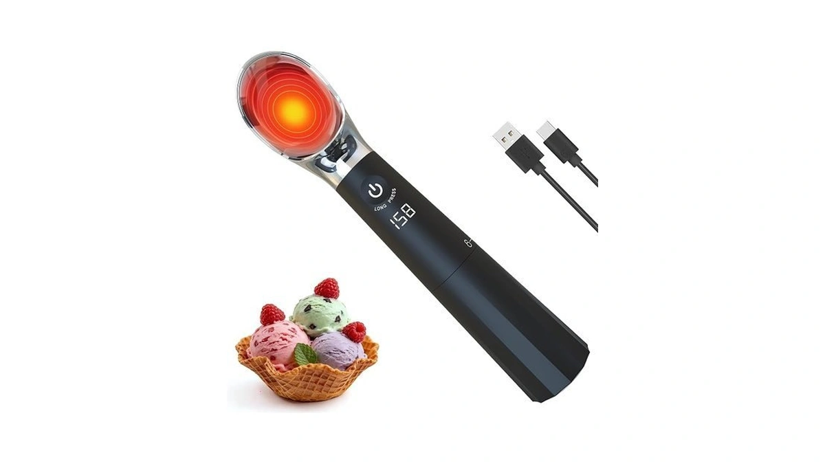 Heated Ice Cream Scoop Rechargeable, Led Display Electric Scooper Heats