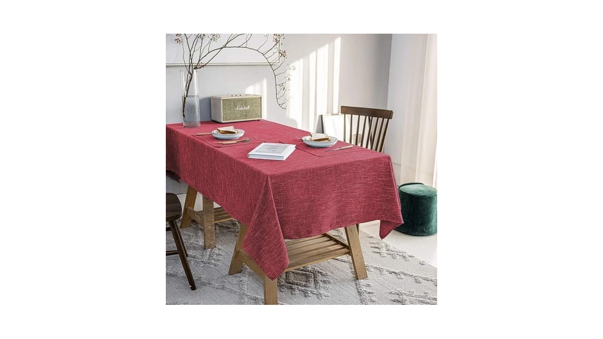 Jsfly Waterproof Cotton Linen Tablecloths Square Dining Table Cloth, Wipe