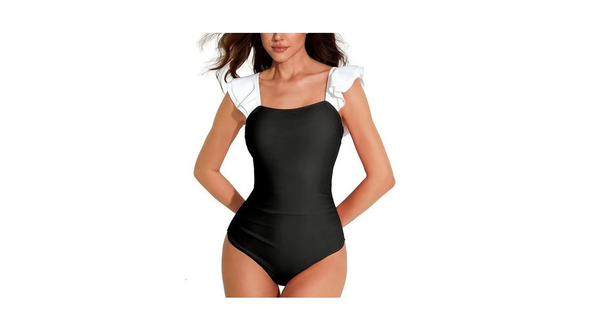 Ajisai One Piece Swimsuit For Women Ruffle Tummy Control Ruched