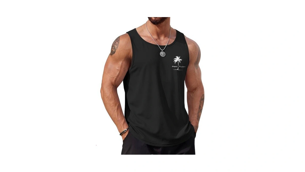Coofandy Mens Beach Tank Tops Summer Cotton Sleeveless Graphic T