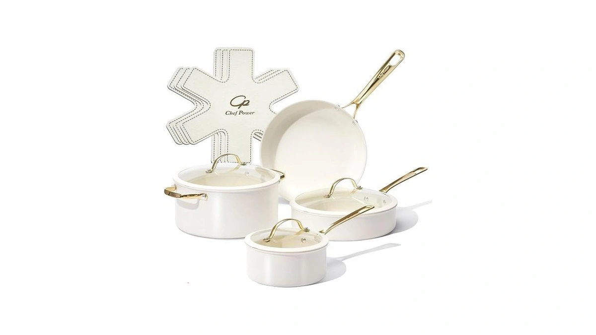 Chef Power Ceramic Cookware Sets, 10pcs Pots And Pans Set