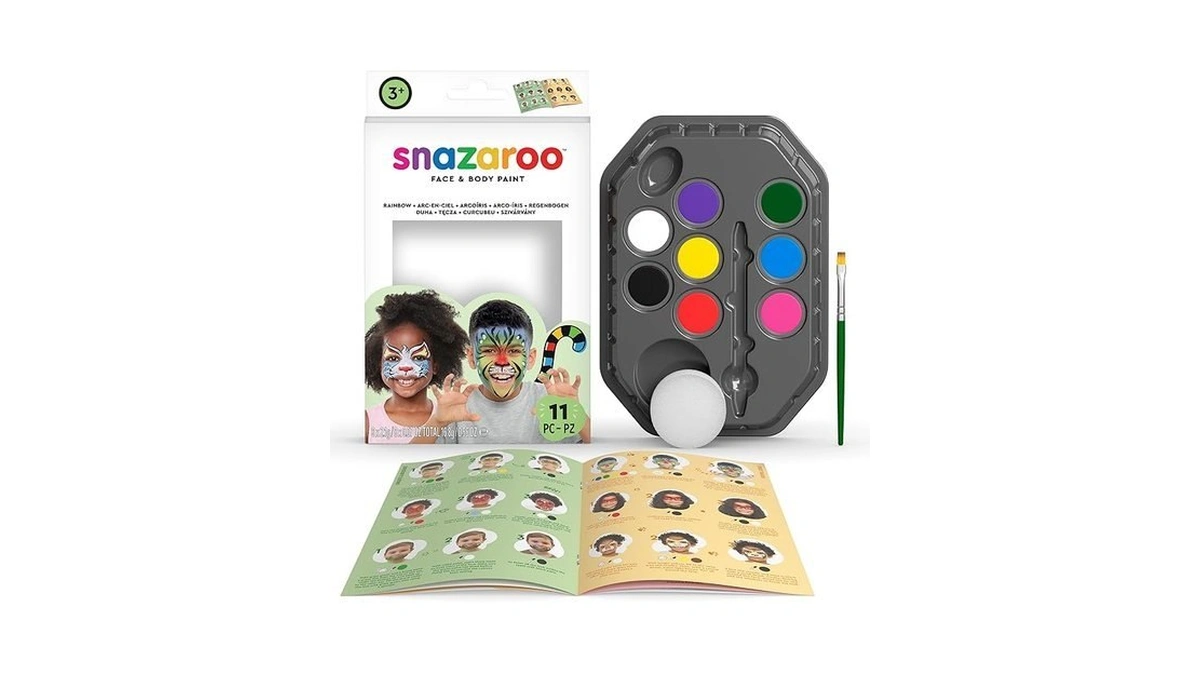 Snazaroo Face Paint Set, Rainbow, 8 Colors With Accessories -