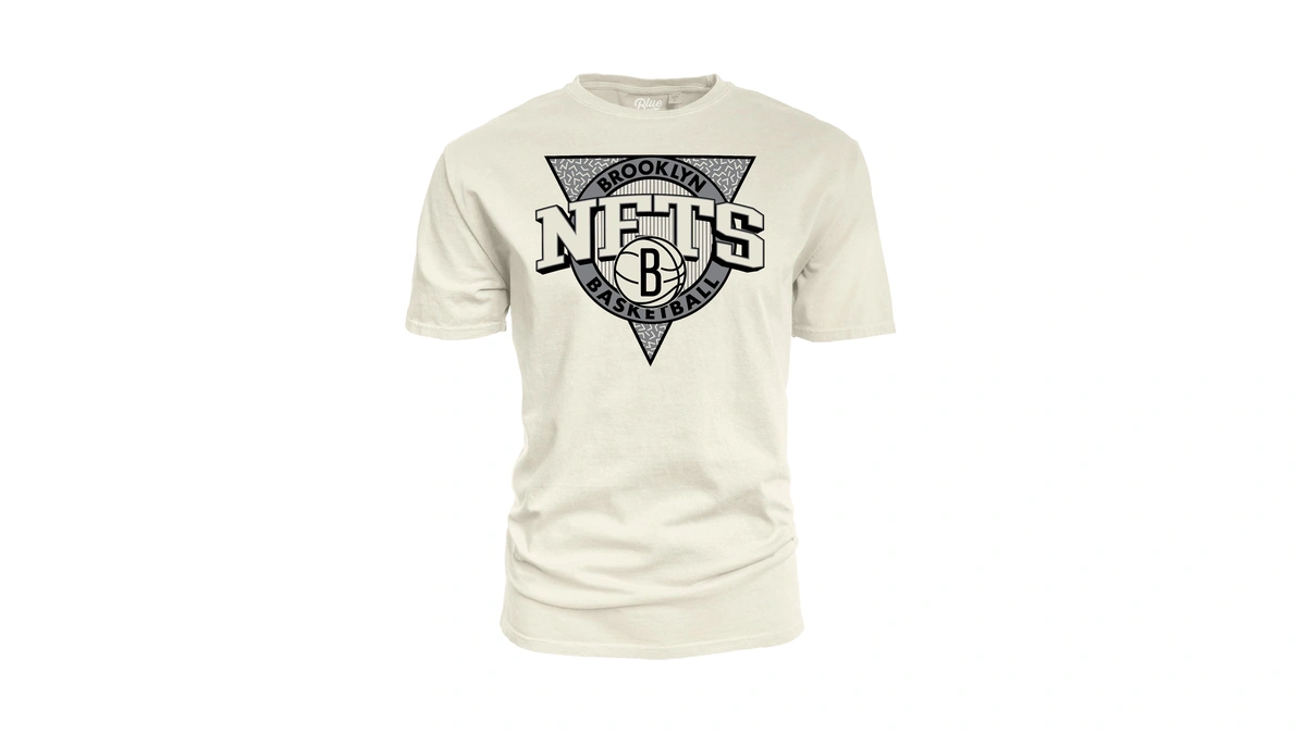 Brooklyn Nets Nba Officially Licensed T-shirt Ringspun Triblock Ivory, X-large