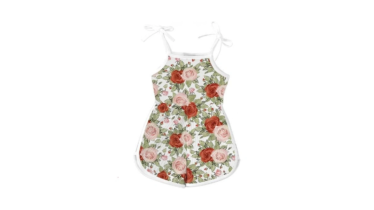 Aimsbveo Toddler Girl's Romper With Flower Floral Print Summer Jumpsuit