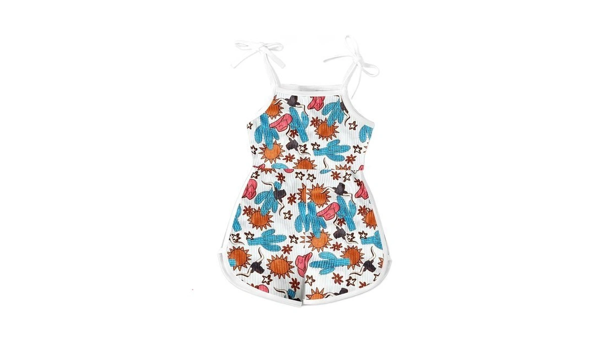 Aimsbveo Toddler Girls Cowboy Romper 4years Girl Sleeveless Jumpsuit Summer
