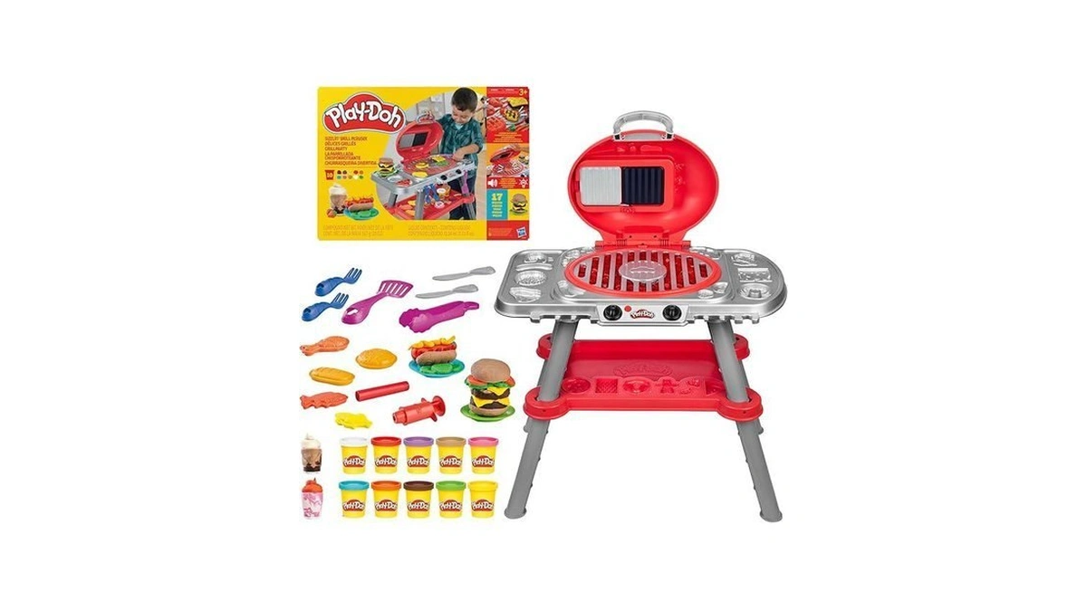 Play-doh Sizzlin' Grill Playset With Lights & Sounds, 17 Accessories,