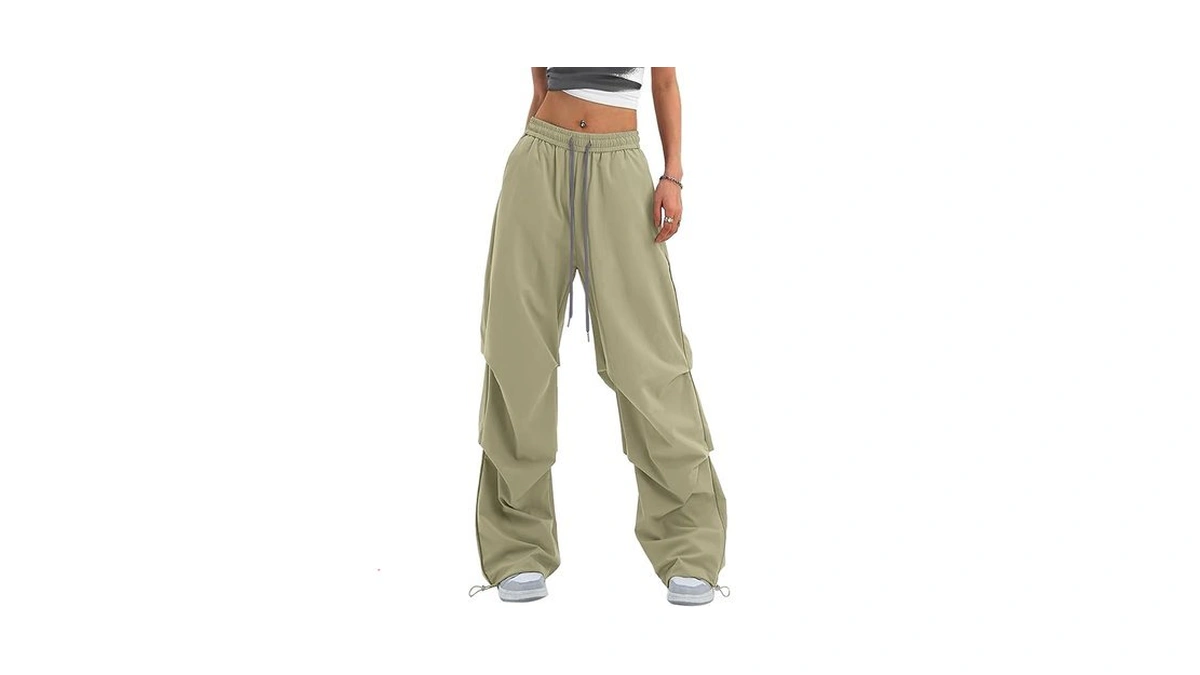 Bakyarder Women’s Y2k Baggy Parachute Pants High Waist Wide Leg