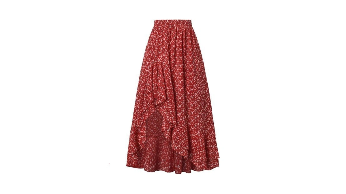 Women's Floral Maxi Skirts High Waist Summer Boho Flowy Ruffle