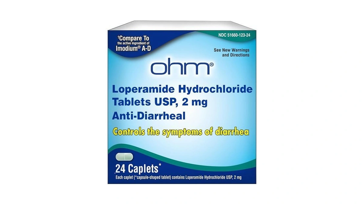 Ohm Loperamide Hydrochloride 2mg Caplets (24 Count) - Anti Diarrhea