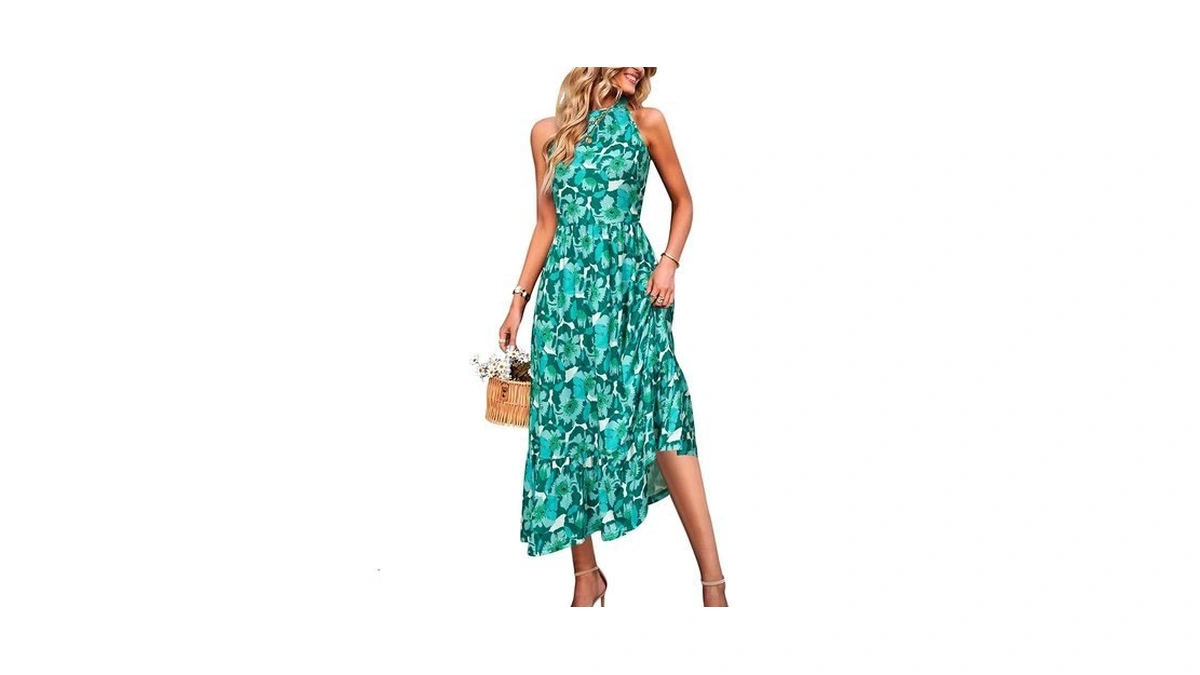 Styleword Women's 2026 Summer Dress Maxi Vacation Floral Halter Neck