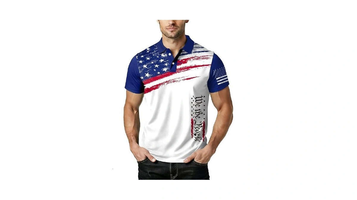 Hqp 4th Of July Polo Shirts For Men Usa Golf