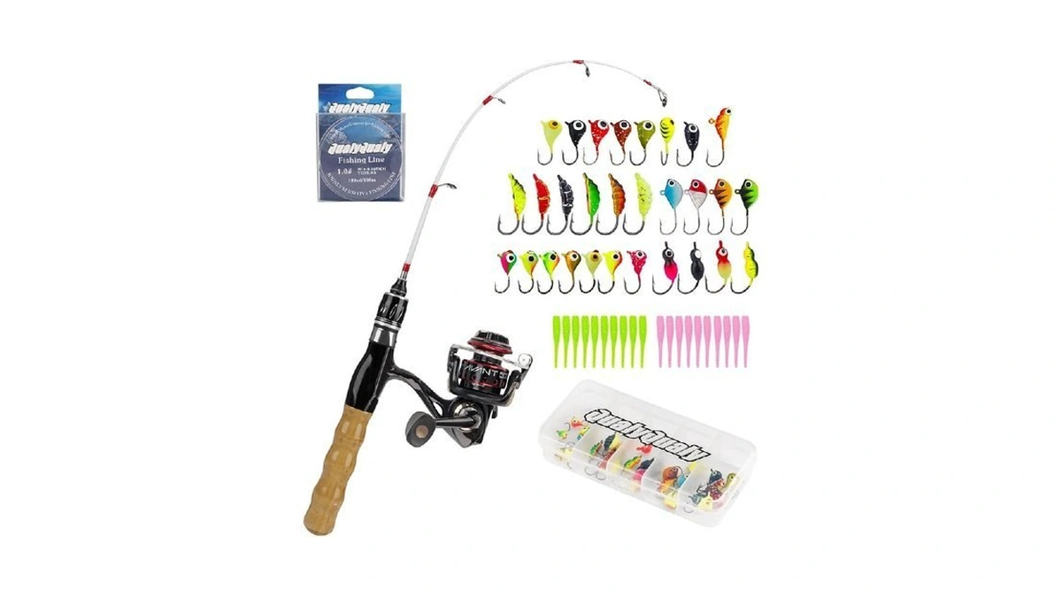 Qualyqualy Ice Fishing Rod And Reel Combo, 24'' Ice Fishing