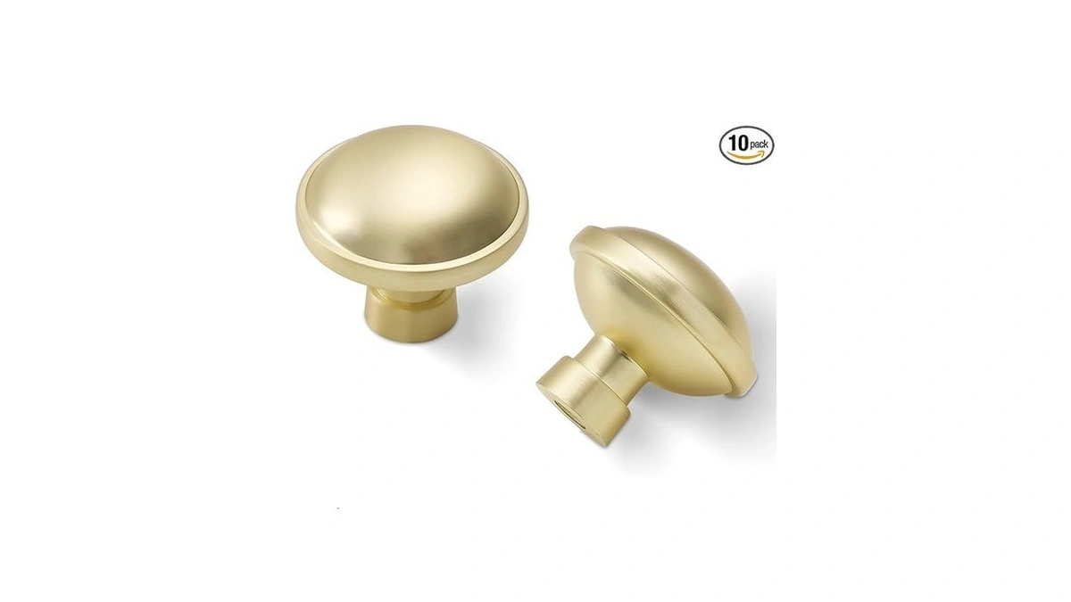 Bukobyhe 10 Pack Kitchen Cabinet Knobs Brushed Brass Cabinet Knobs