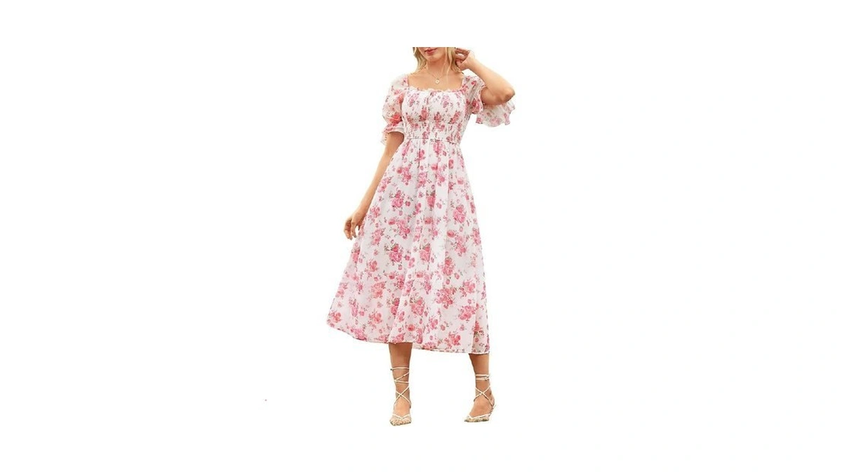 Scarlet Darkness 2026 Summer Floral Dress For Women Cottagecore Smocked
