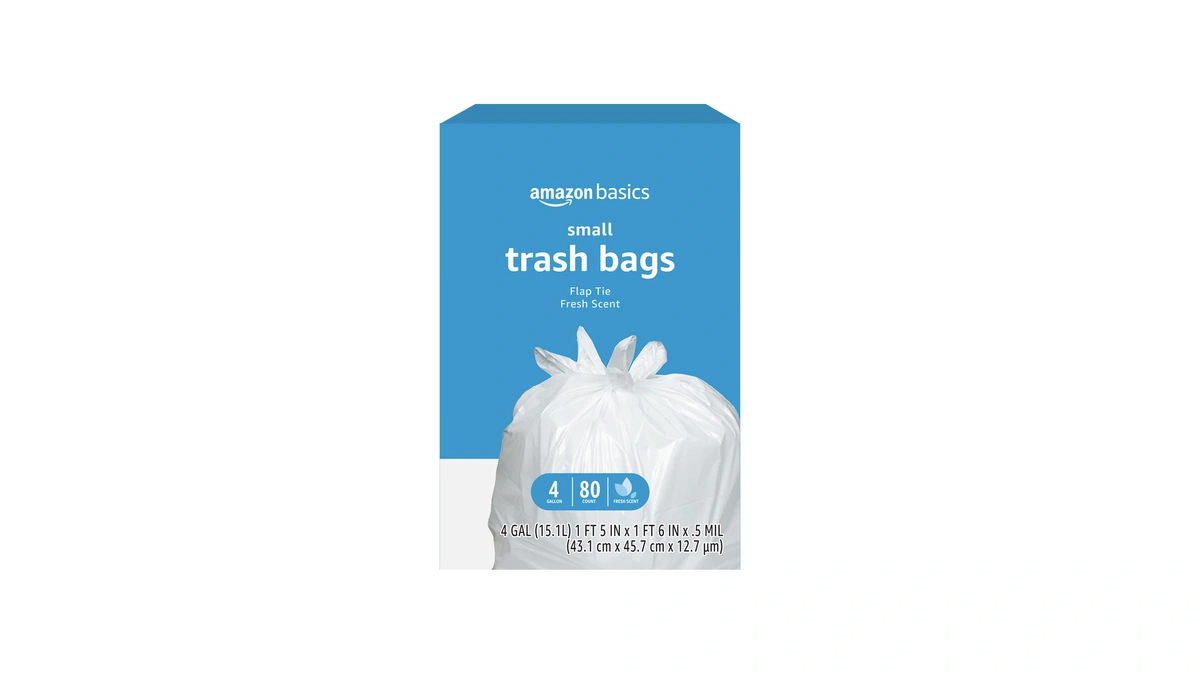 Amazon Basics Small 4 Gallon Trash Bags With Flap Ties,
