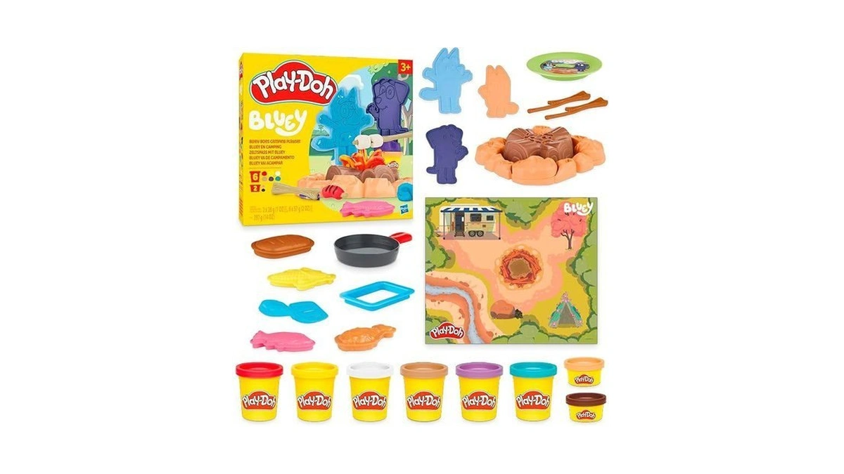 Play-doh Bluey Goes Camping Playset With Campfire Themed Tools, Kids