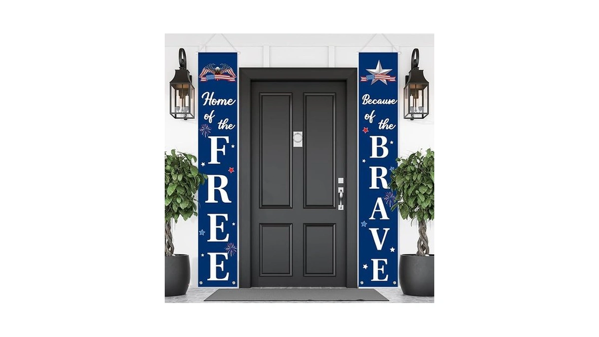 Large 4th Of July Door Banner Porch Signs Decoration Patriotic