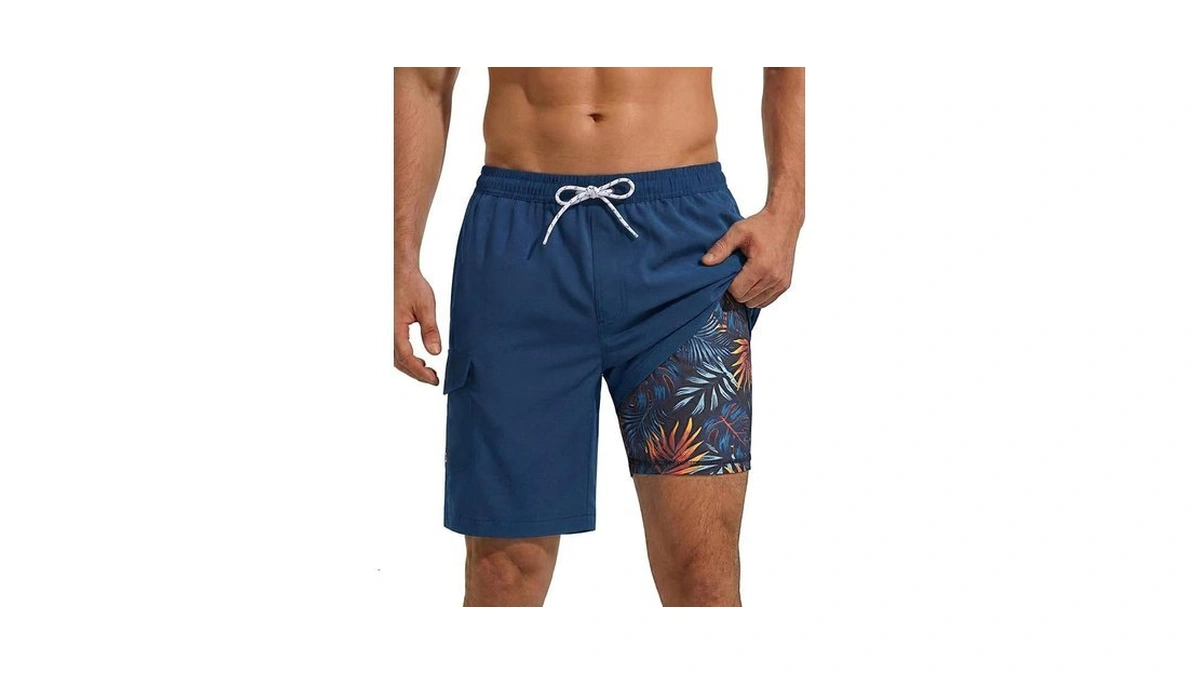 Silkworld Men's Swimming Trunks With Compression Liner Swim Bathing Suits