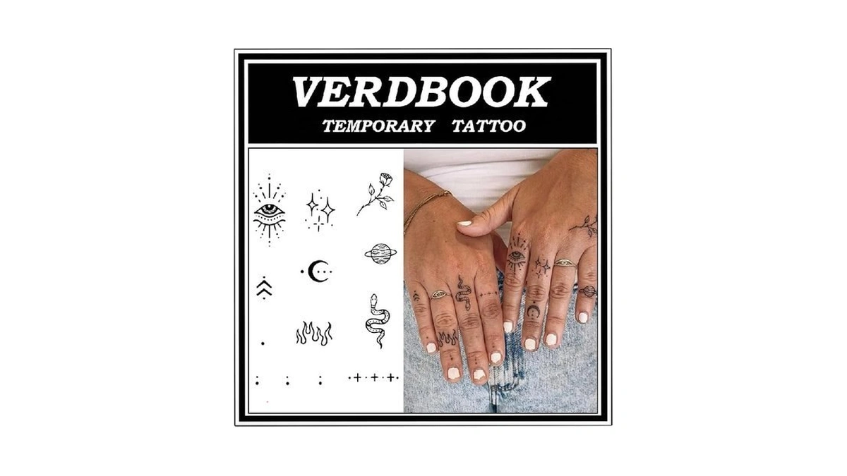 Verdbook Waterproof Temporary Tattoos: 2-sheet Tattoo Kit With Realistic Body