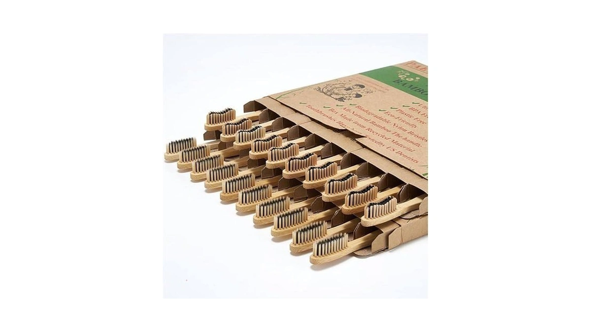 Paeyaer 20 Count Bamboo Toothbrushes (soft+medium), Natural Wood Toothbrush Bulk,