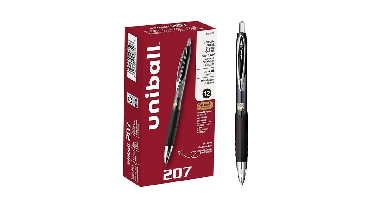 Uniball 207 Retractable Gel Pens, Ultra Micro Point (0.38mm), Black,