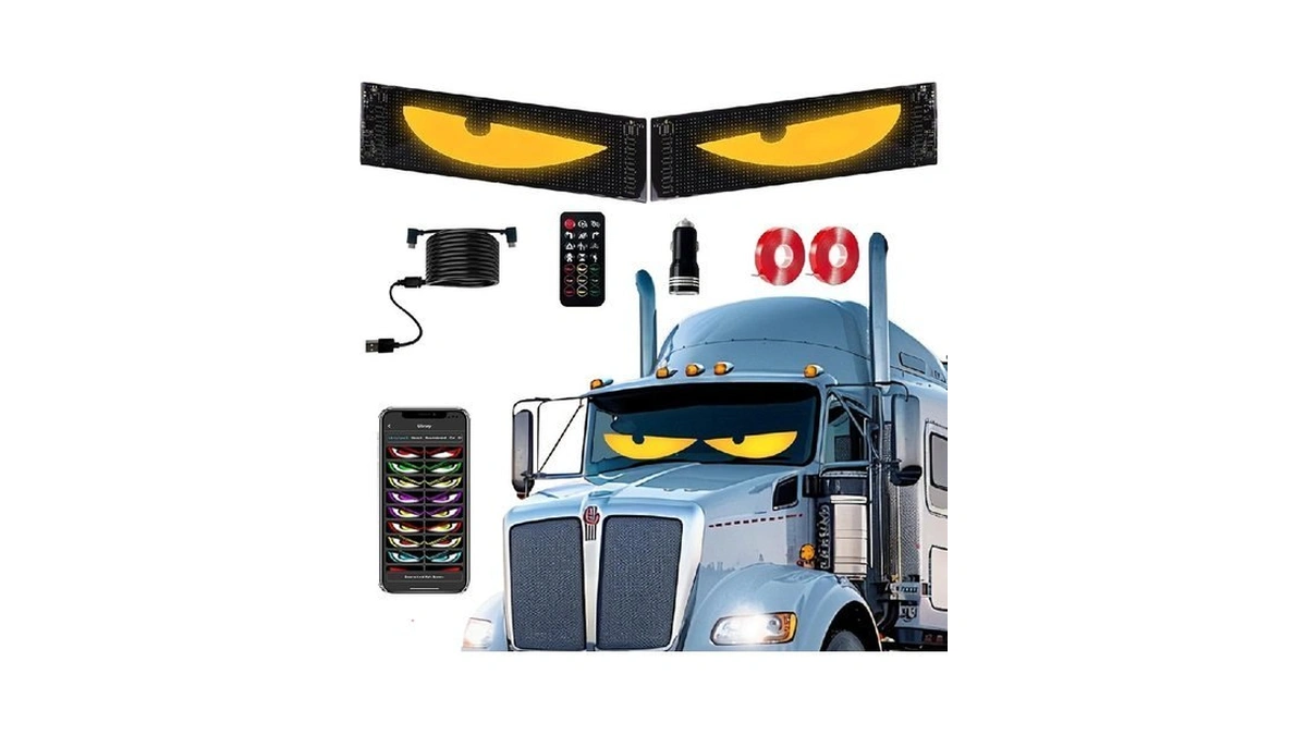 2pcs Sync Devil Led Eyes For Car Windshield, 23.4"x 4.7"
