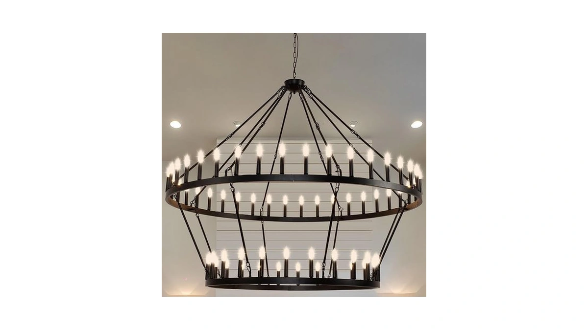 Jklx 70 Inch Extra Large Wagon Wheel Chandelier 2 Tier