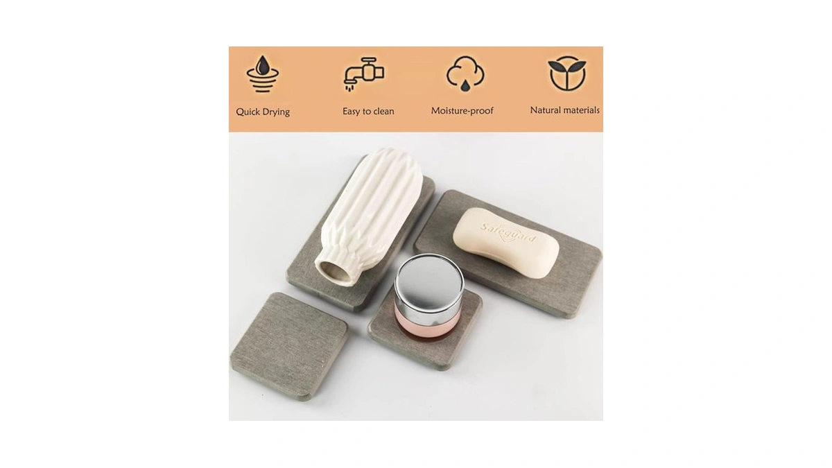 Niuyichee Set Of 4 Water Absorbent Diatomite Coasters, Diatomaceous Earth