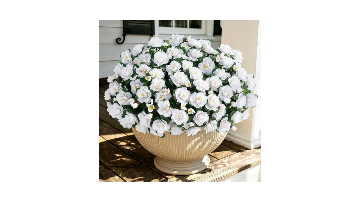Yastouay Artificial Flowers For Outdoors Decoration, 4 Bundles Uv Resistant