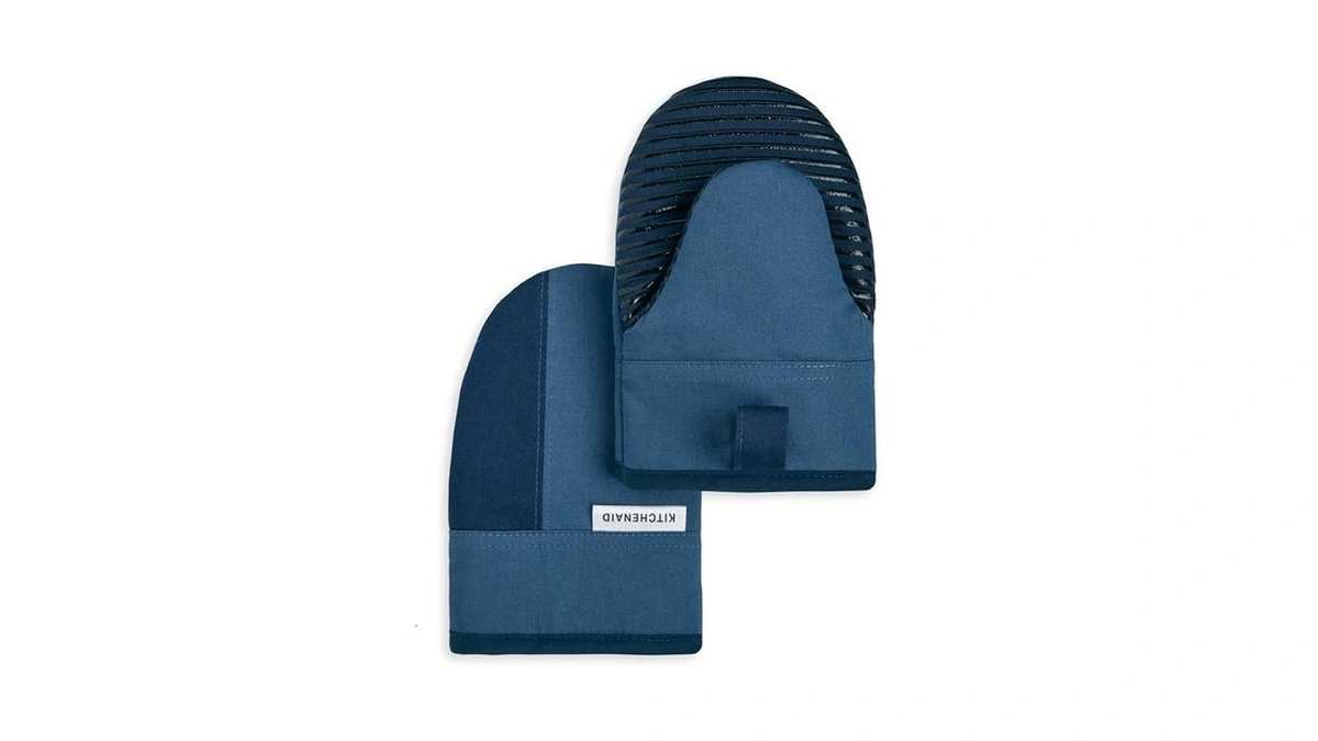 Kitchenaid Beacon Two-tone Non-slip Mini Oven Mitt Set, Navy/ink, 5.5"x8",