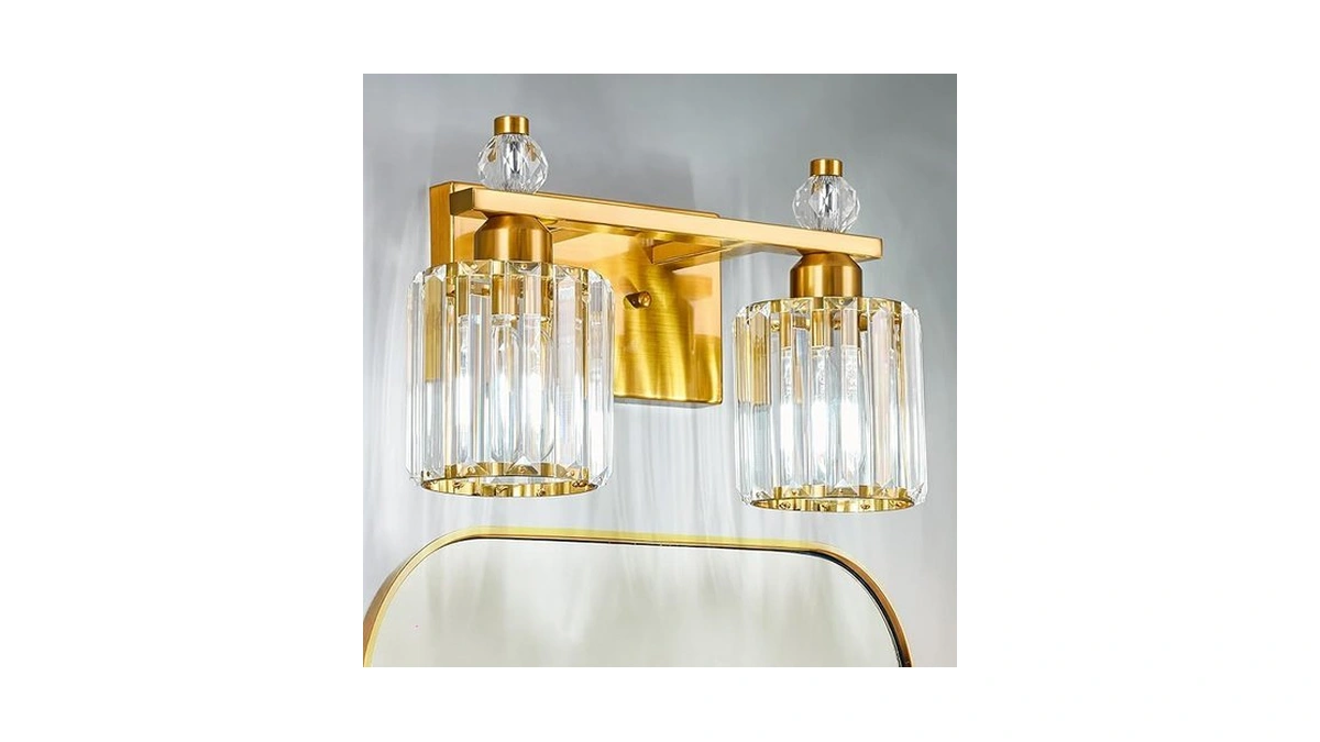 Fdpby Bathroom Vanity Lights 2-light Gold Modern Crystal Vanity Light