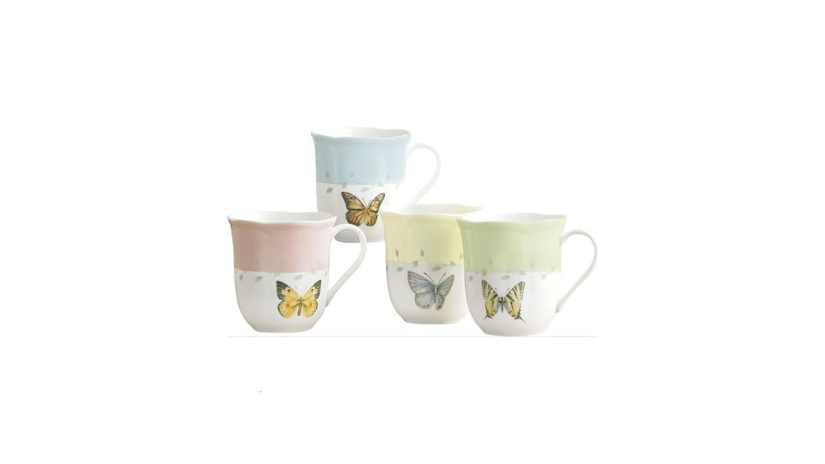 Lenox Coffee Mug Set, Butterfly Meadow Colors 4-piece Mug Set,