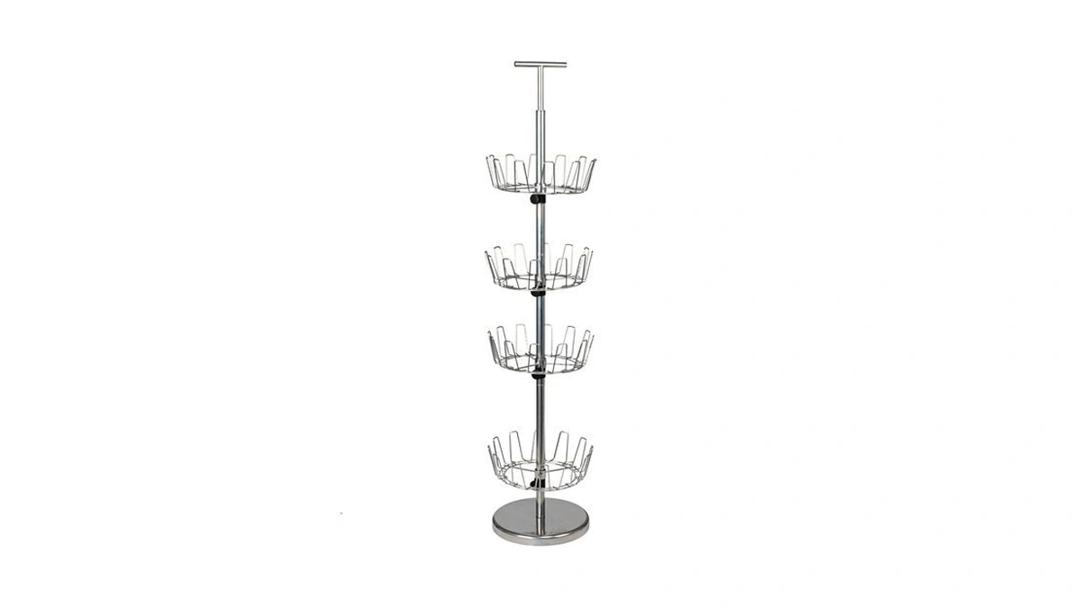 Household Essentials 4-tier Revolving Shoe Tree, Heavy-duty Steel With Stabilized