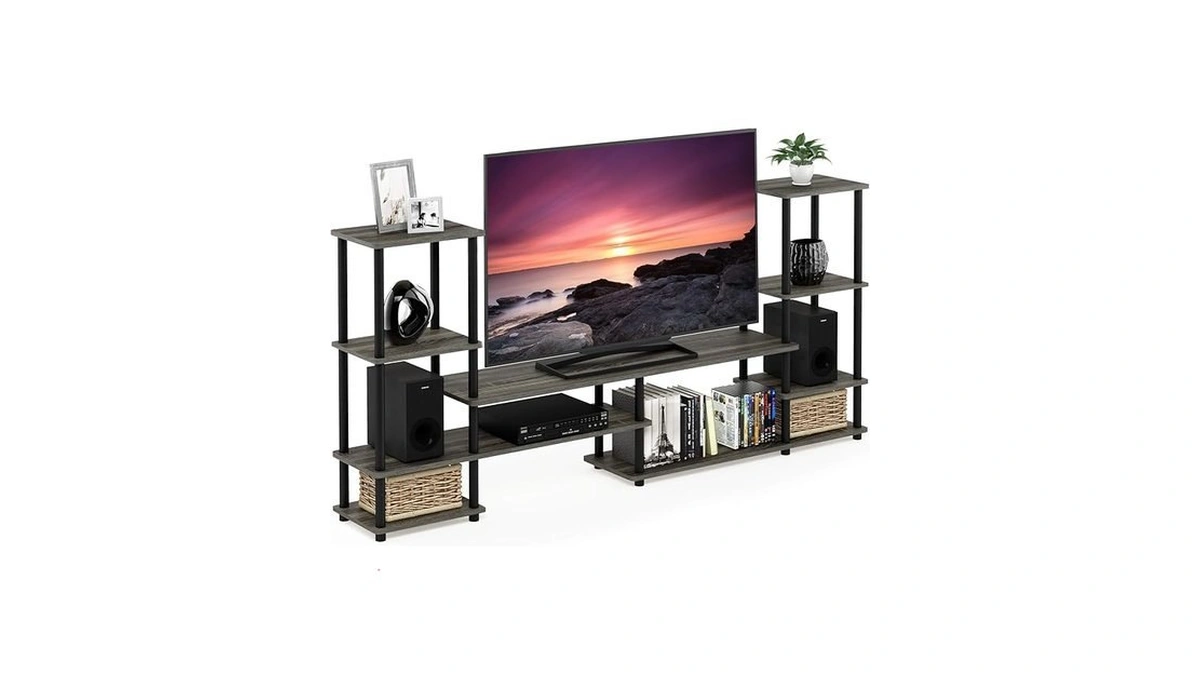 Furinno Turn-n-tube Tv Stand, Wide Open Frame Entertainment Center With