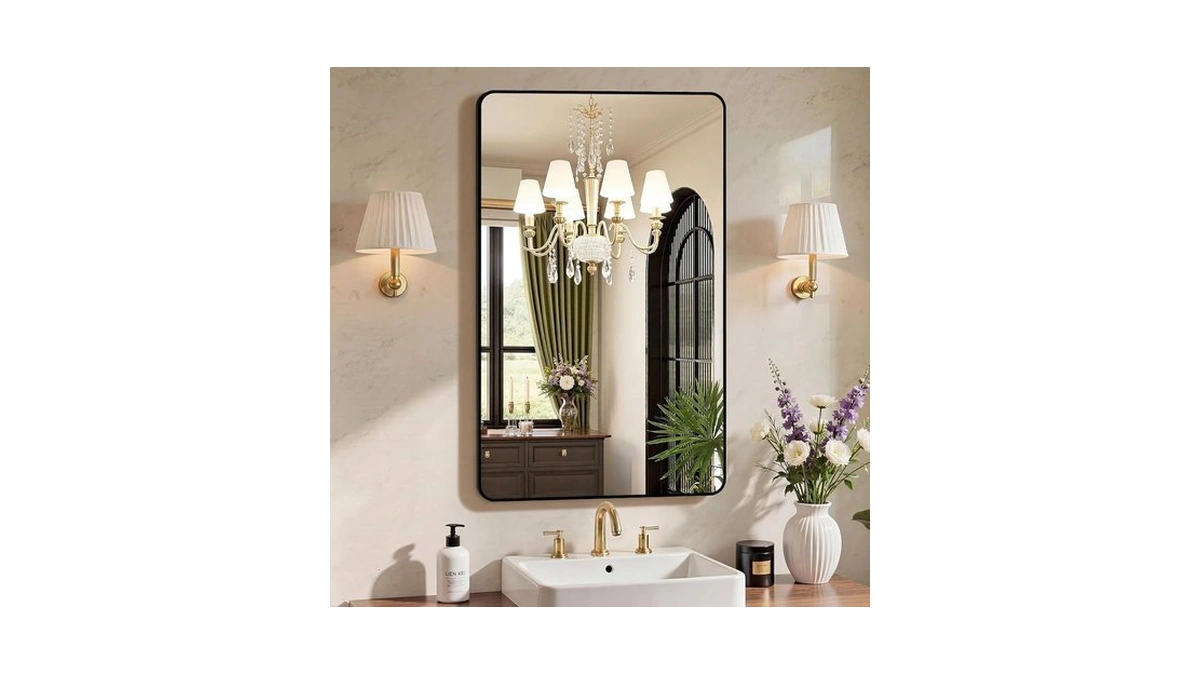 Newbulig 20x28 Inch Bathroom Mirror, Rectangle Wall Mirror With Rounded