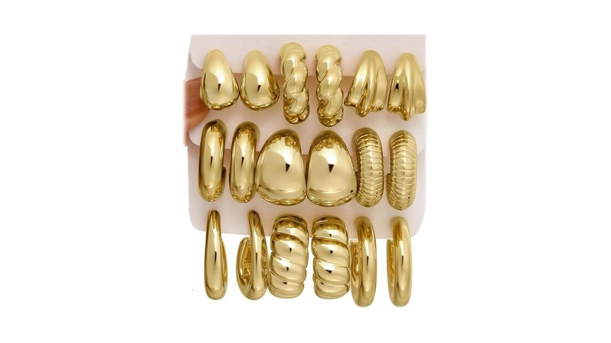 42 Pairs Gold Hoop Earrings Set For Women, Hypoallergenic Multipack
