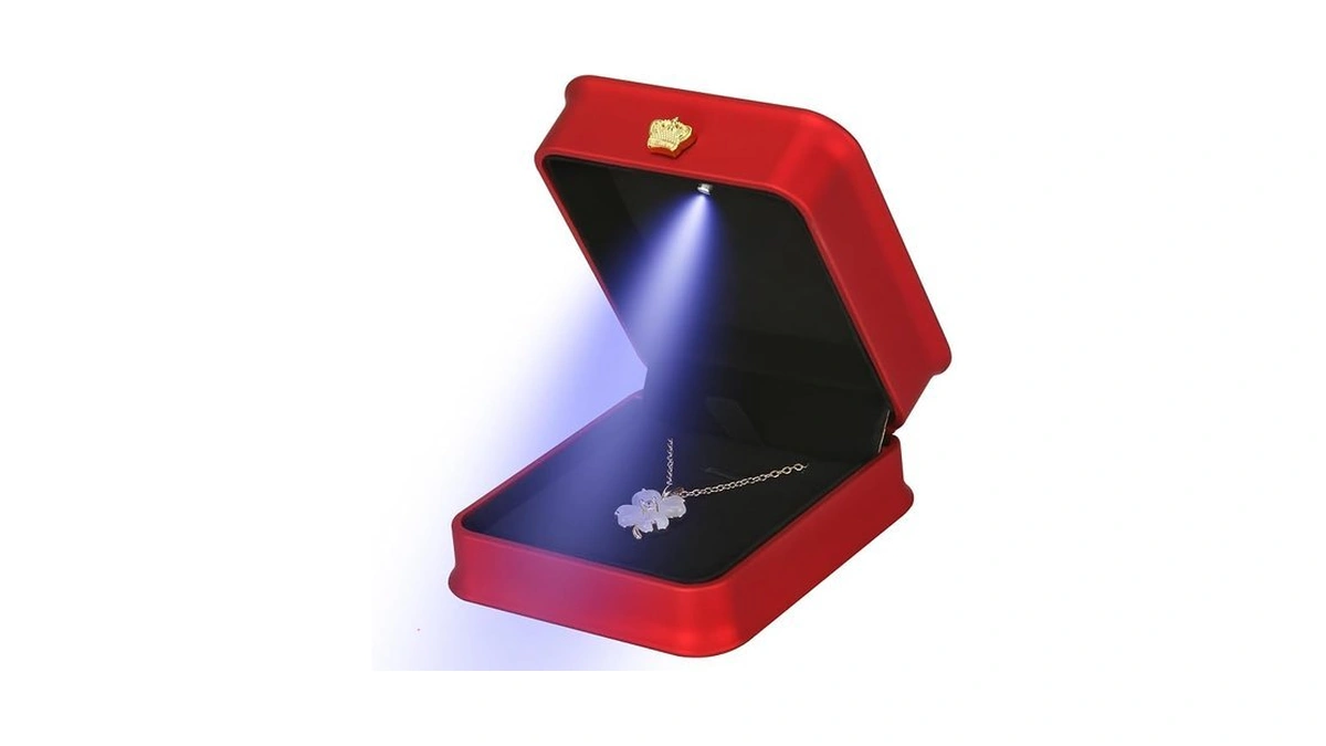 Kukuvr Necklace Pendant Gift Box With Led Light, Premium Pu