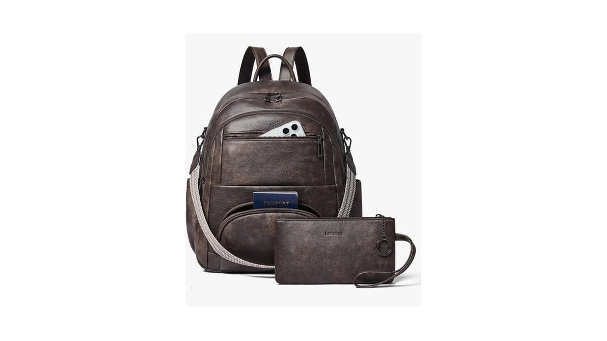 Leresas 35l Backpack Purse For Women Men Vegan Leather Backpack