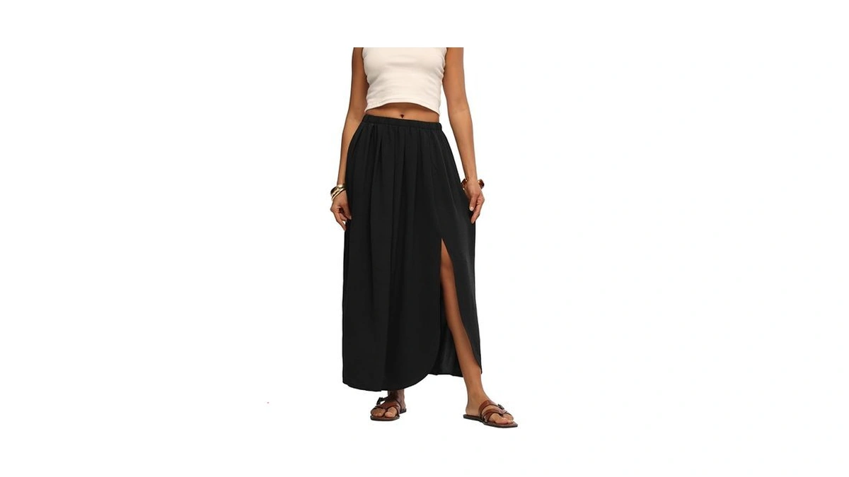 Himone Womens Maxi Skirts High Waisted Flowy A Line Long