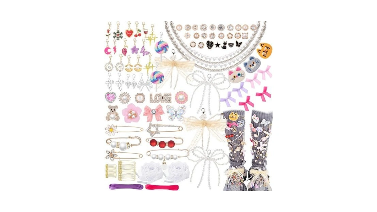Huisuyton 104pcs Junk Socks Charms Kit Shoe Charms For Sneakers