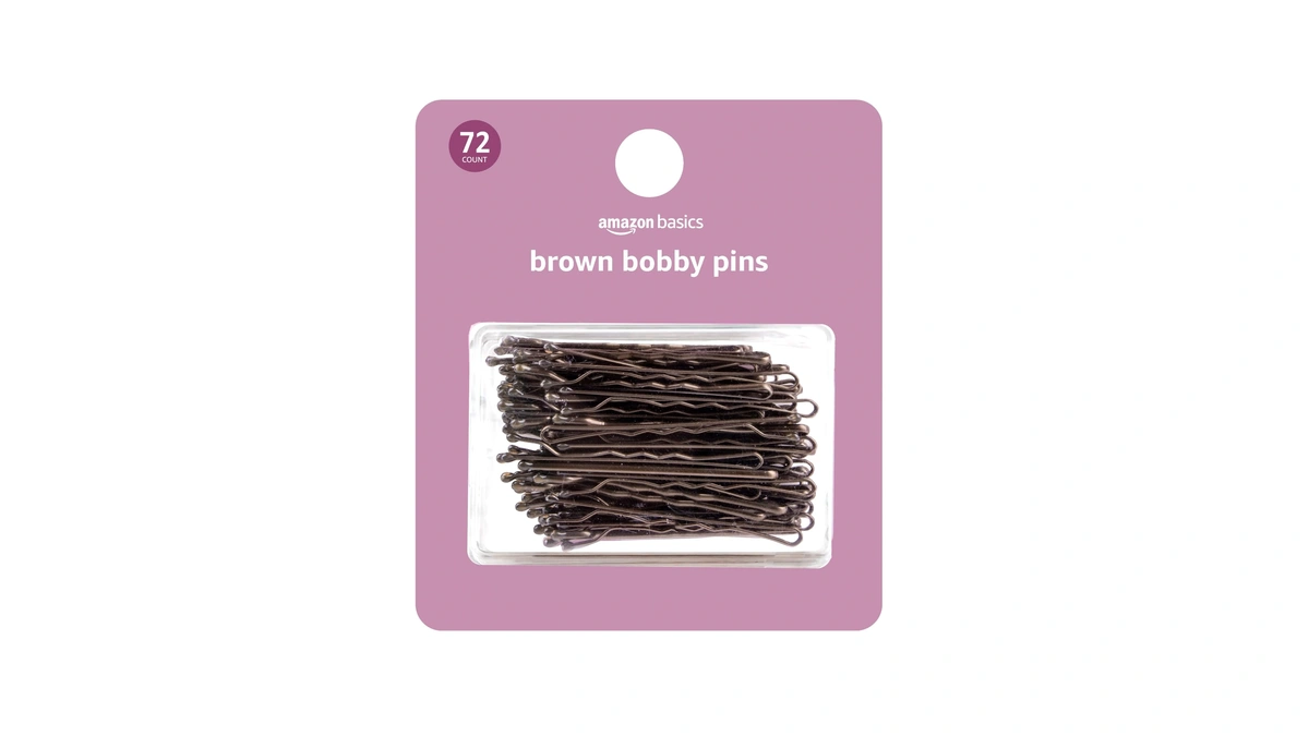 Amazon Basics No Slip Bobby Pins, 72 Count, Brown, High
