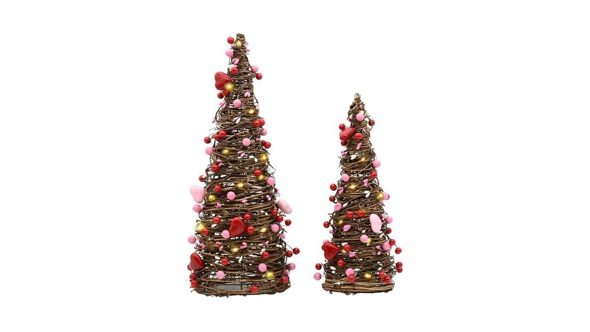 Crczk Valentines Day Rattan Table Tree Decor With Lights Valentines