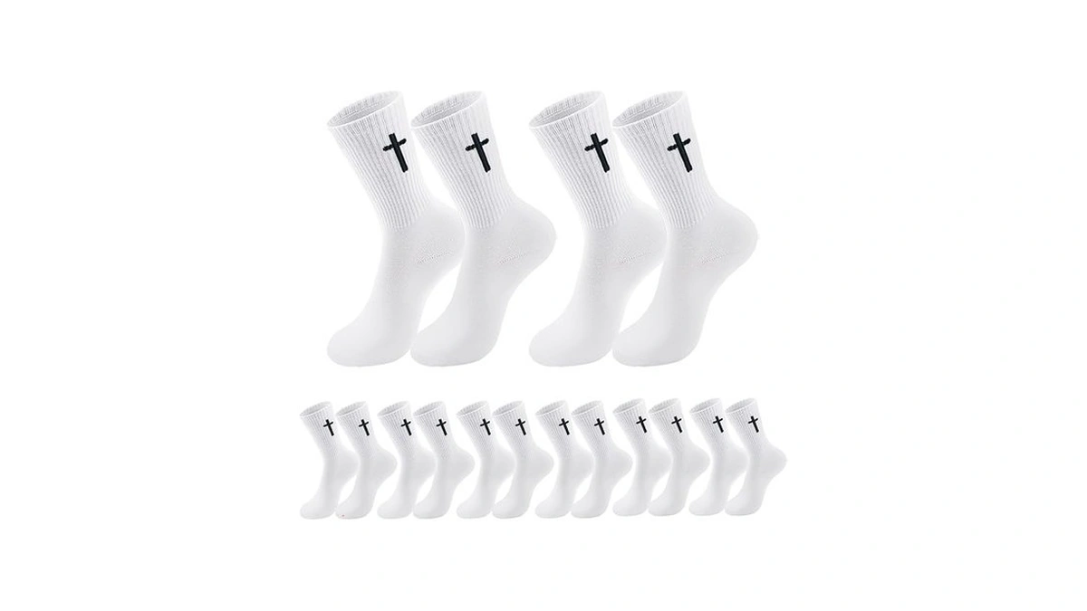 Wotemlur 8 Pair Christian Cross Socks Prayer Stockings Suitable For