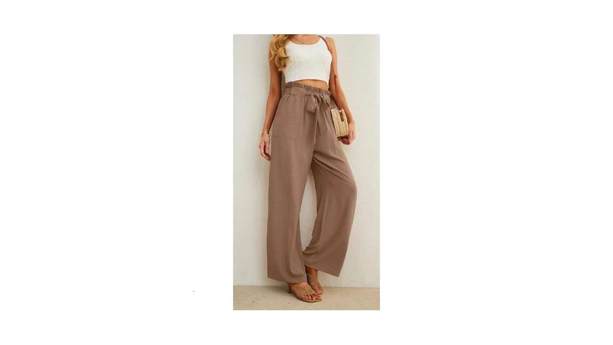 Himone Petite Wide Leg Pants For Women High Waisted Paperbag