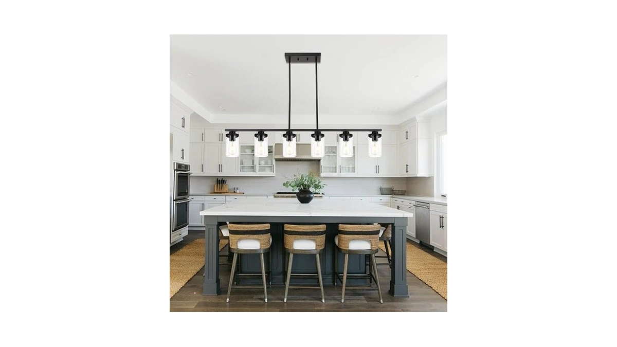 Queeuq Kitchen Island Light Fixtures,6-light Farmhouse Hanging Kitchen Pendant Lighting