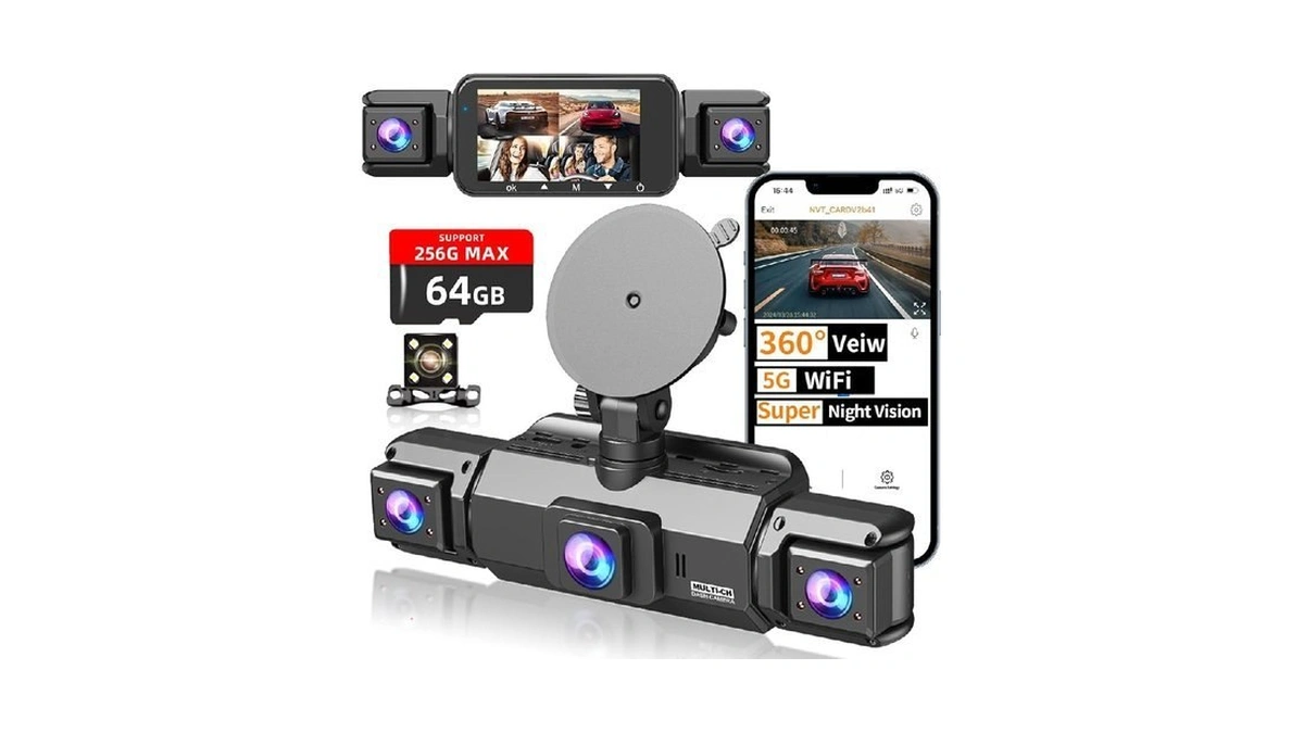 4 Channel Dash Cam Front And Rear Cabin, 360 Dash