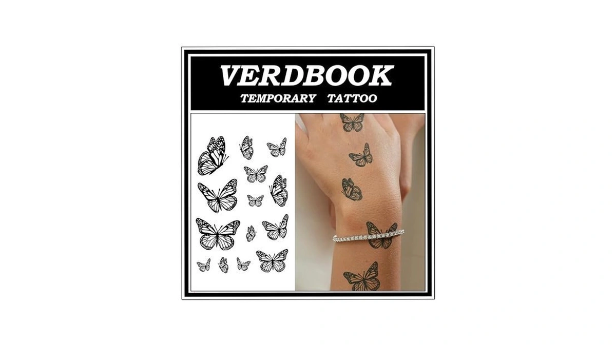Verdbook Waterproof Temporary Tattoos: 2-sheet Tattoo Kit With Realistic Body