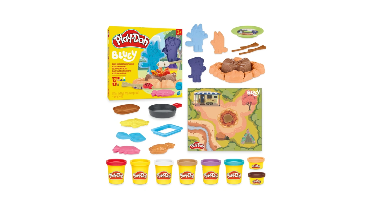 Play-doh Bluey Goes Camping Playset With Campfire Themed Tools, Kids