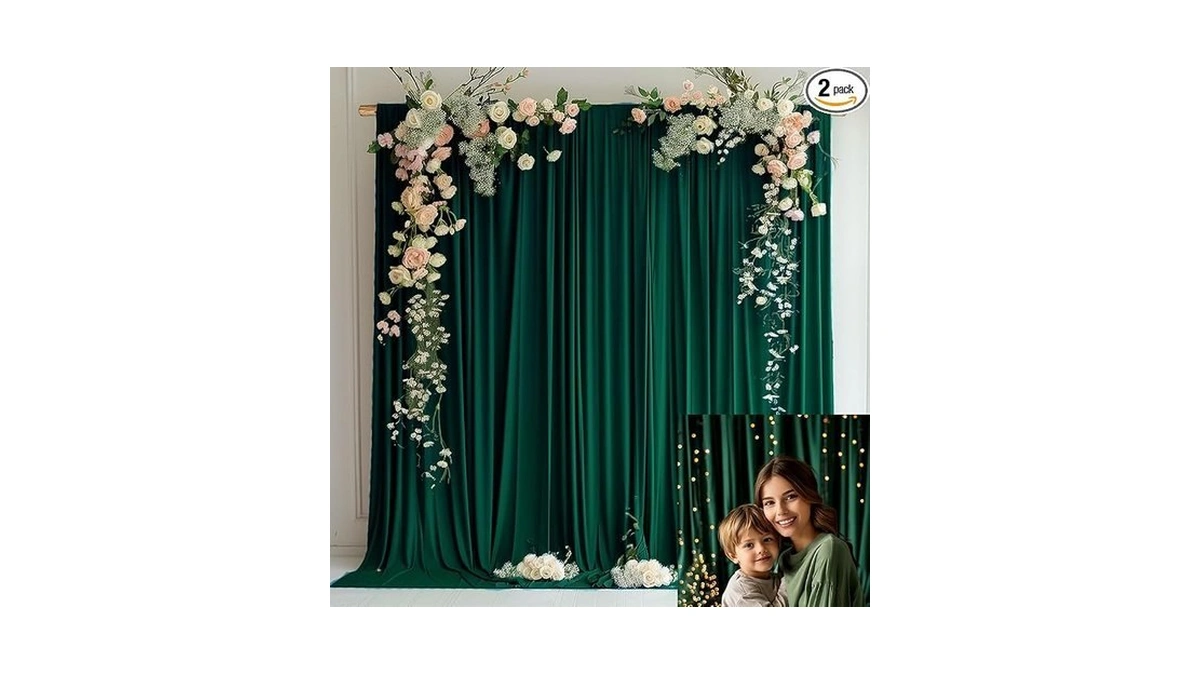Kukusoul 10x10ft Green Curtains For Parties Green Backdrop Curtain Panels