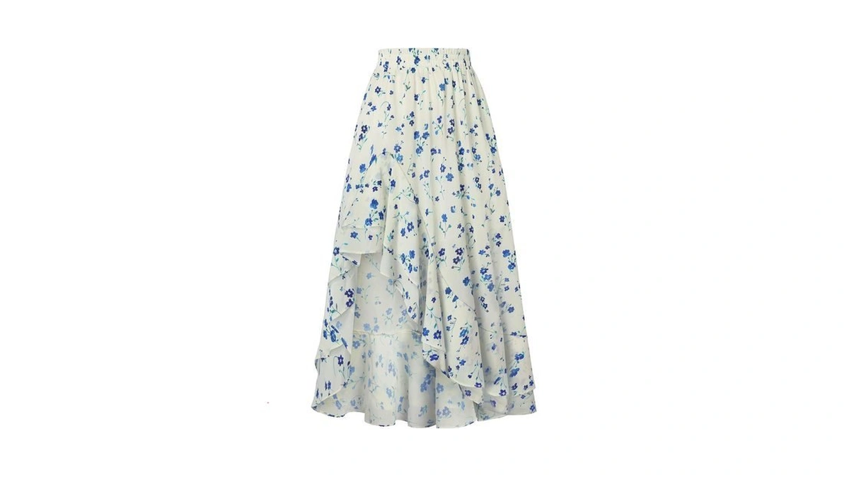 Women's Floral Maxi Skirts High Waist Summer Boho Flowy Ruffle